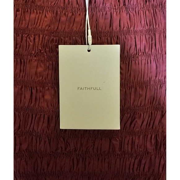 Faithfull The Brand Margot Midi Dress Women's Size 6 Smocked Bodice - Picture 6 of 9